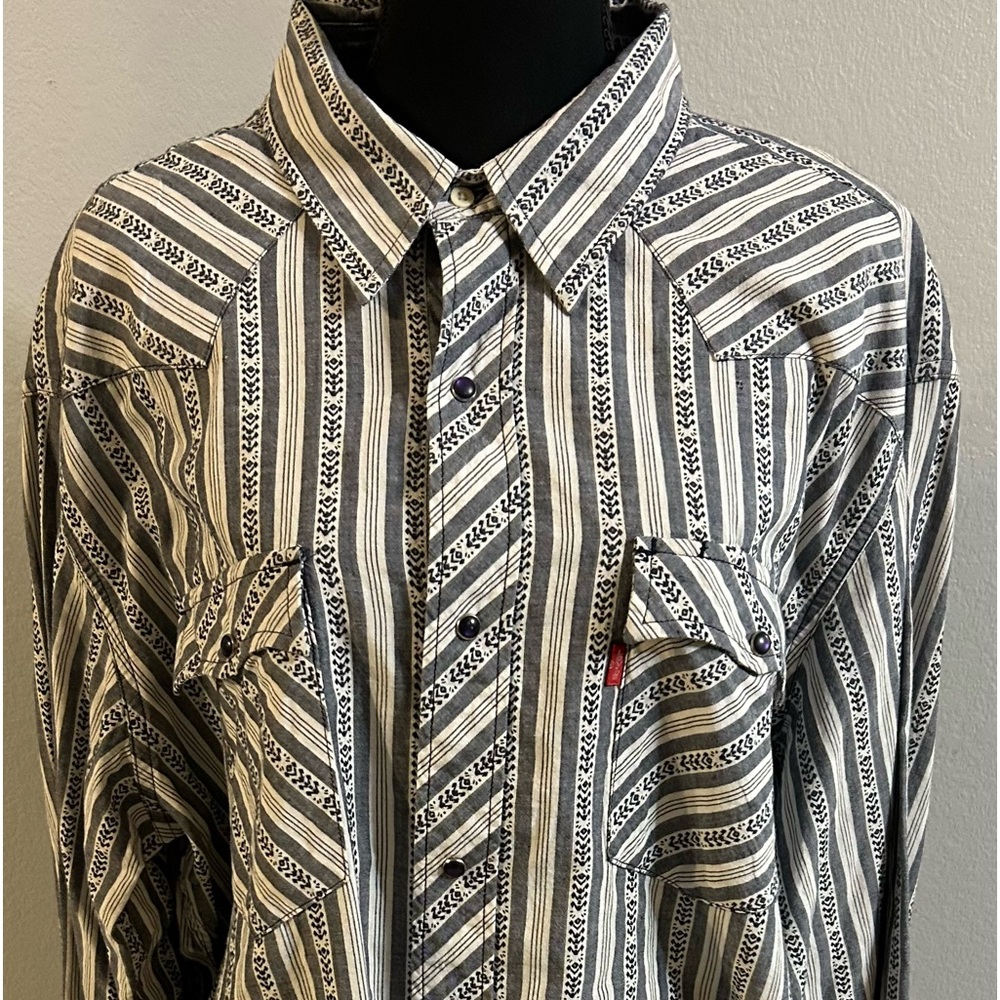 LEVI AUTHENTIC WESTERN WEAR LONGHORN COTTON  Long Sleeve SHIRT SIZE  XL- VTG